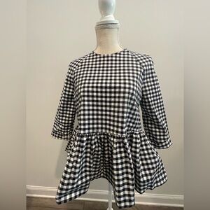 Victoria Beckham Black and White Gingham Top